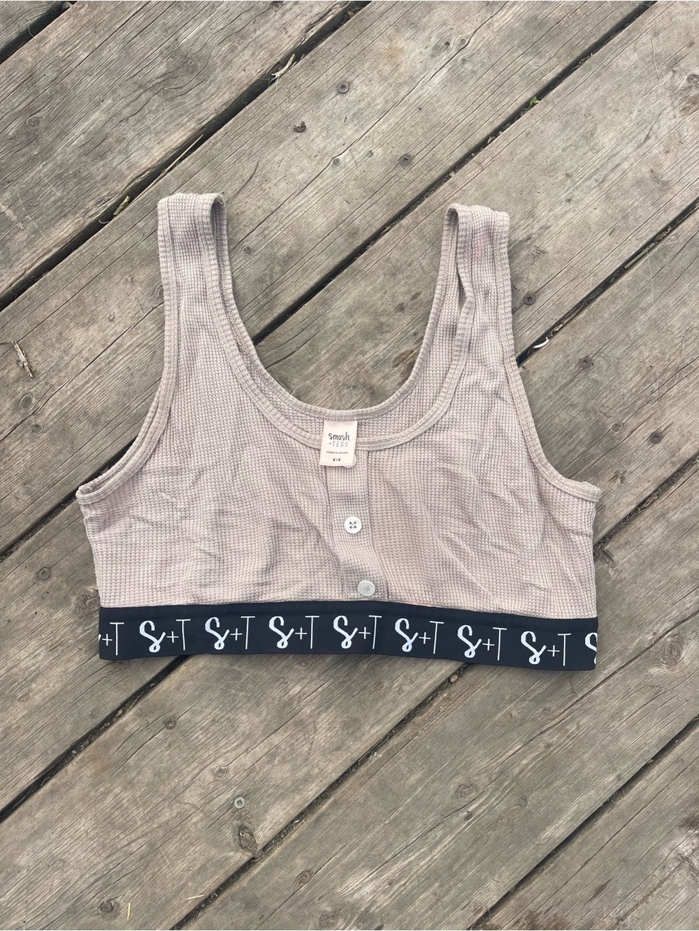 Smash + Tess waffle knit crop bralette in light mauve-gray
